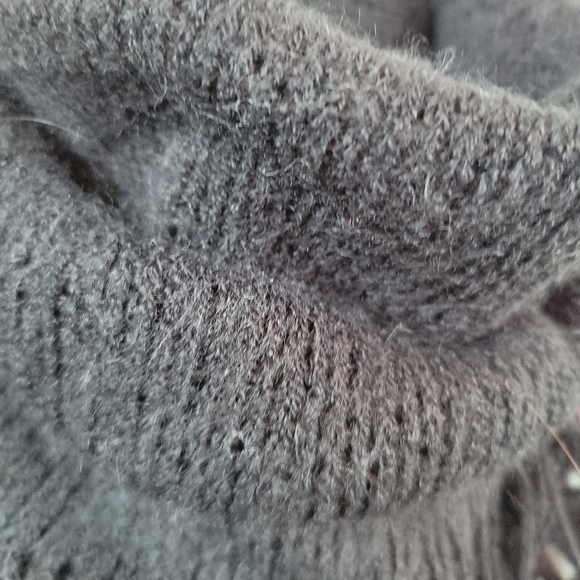 INC Woman's Infinity Solid Black Knit Scarf with Fringe - Picture 3 of 5